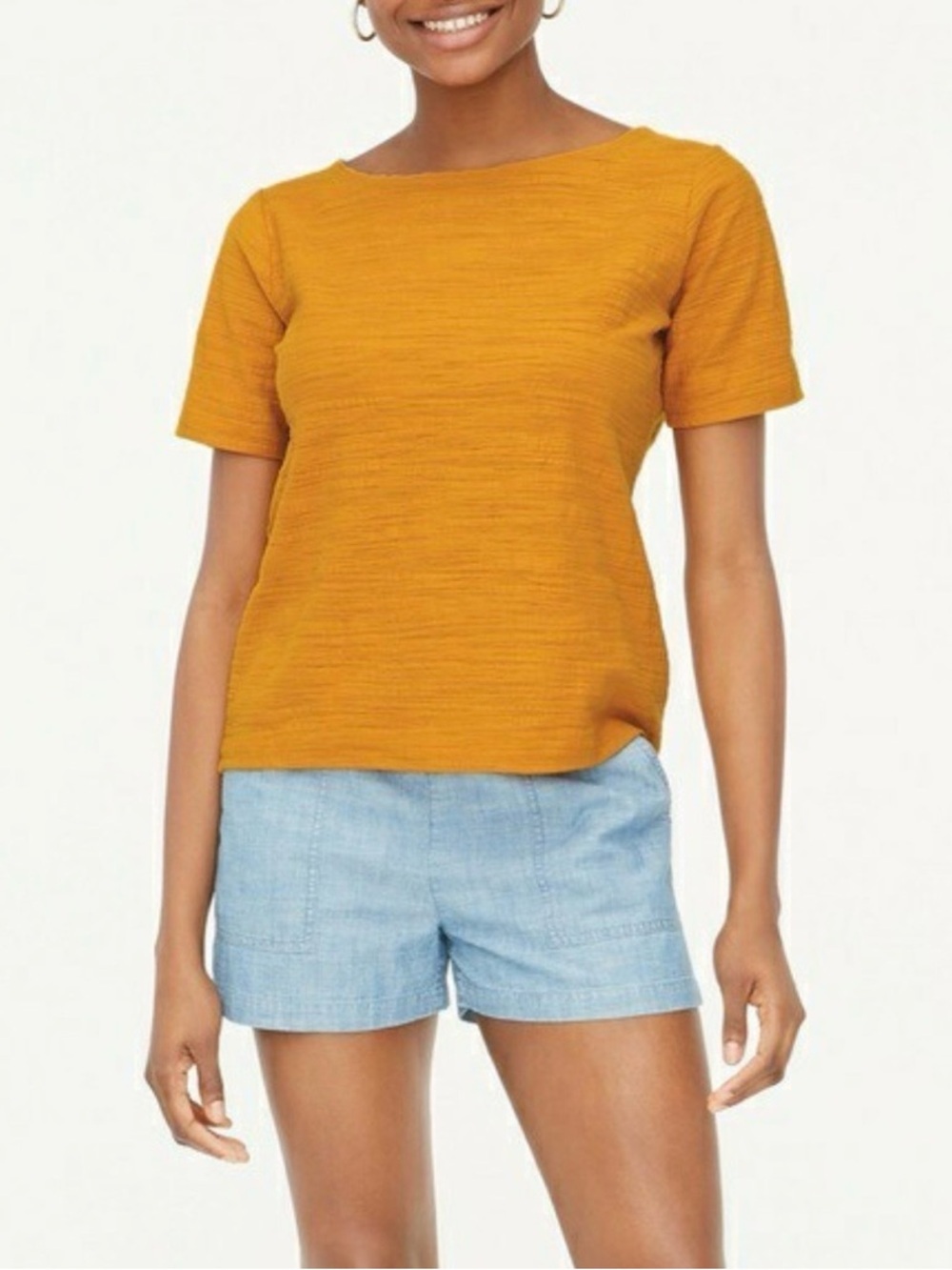 J. Crew Mustard Textured Short-Sleeve Tee
